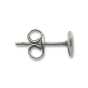 Flat pad earstuds 6mm Old silver tone x4
