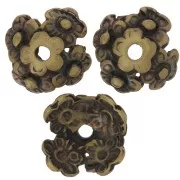 bead cap flowers motif 12mm Antic Copper tone x4