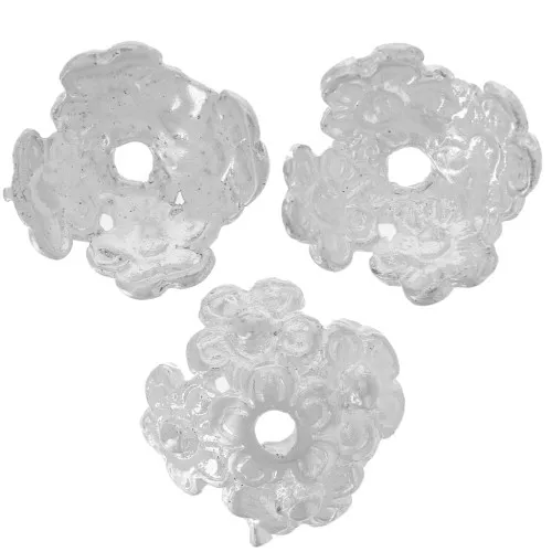 bead cap flowers motif 12mm silver tone x4