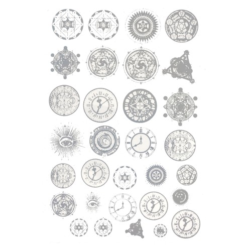 Sticker sheets printed with luminescent patterns for resin jewellery - Silver x2