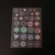 Sticker sheets printed with luminescent patterns for resin jewellery - Silver x2