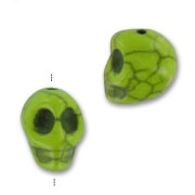 Bead Howlite dyed skull 13mm Olive x1|raw }}