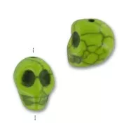 Bead Howlite dyed skull 13mm Olive x1