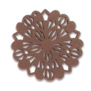 Rosette Round pendant 50mm Brown wood x1