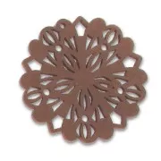 Rosette Round pendant 50mm Brown wood x1