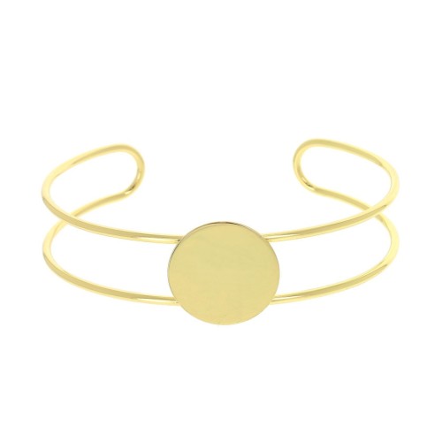 Brass bracelet for 15 mm round cabochon - Gold Fine Plated x1