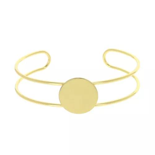 Brass bracelet for 15 mm round cabochon - Gold Fine Plated x1