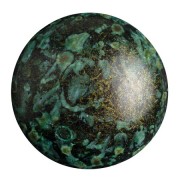 25mm Glass round cabochon by Puca® - Metallic Mat Green Spotted x1