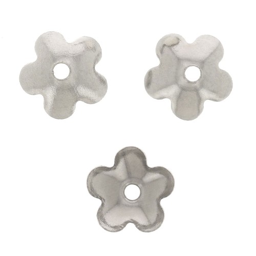 6mm Stainless steel flower bead caps x10