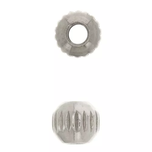4mm Stainless steel striated round beads x10