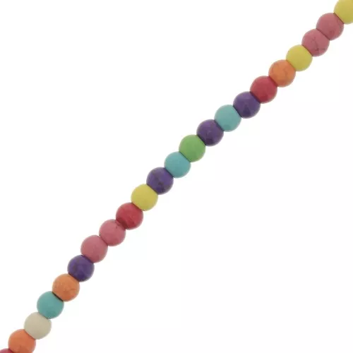 6mm Round beads imitation Howlite - Multicoloured x34cm
