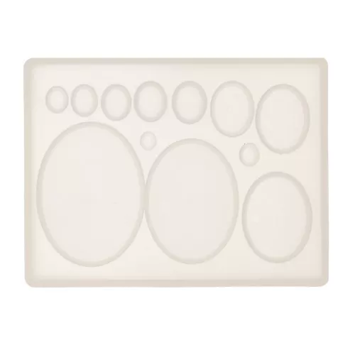 Silicone mould for oval cabochons in polymer clay - metal & resin x1