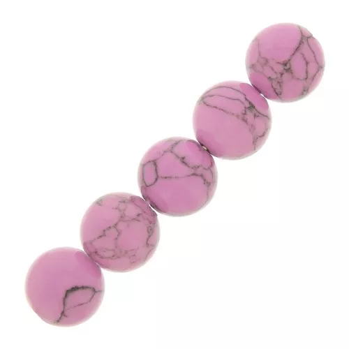 6mm Howlite Tinted Round Beads - Pink x20