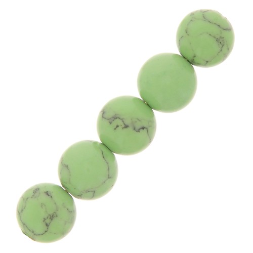 10mm Howlite Tinted Round Beads - Pastel Green x10