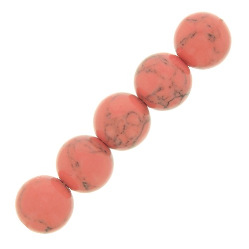 10mm Howlite Tinted Round Beads - Coral x10
