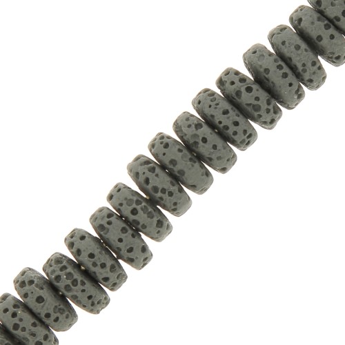 Heishi rondelle beads 8 mm Lava Stone - Grey x20