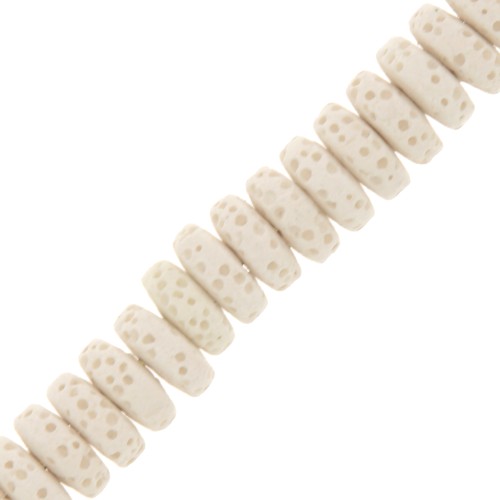Heishi rondelle beads 8 mm Lava Stone - White x20