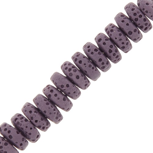 Heishi rondelle beads 8 mm in Lava Stone - Plum x20
