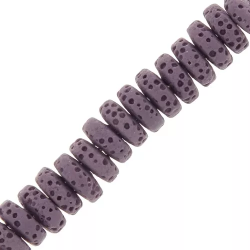 Heishi rondelle beads 8 mm in Lava Stone - Plum x20
