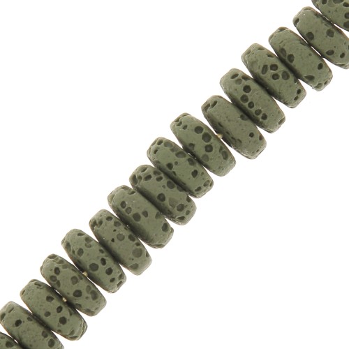 Heishi rondelle beads tinted 8 mm Lava Stone - Olive x20
