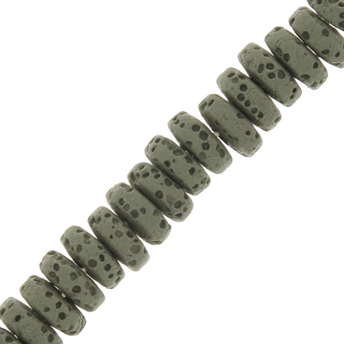 Heishi rondelle beads tinted 8 mm Lava Stone - Olive x20