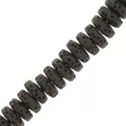 Heishi rondelle beads tinted 8 mm Lava Stone - Black x20