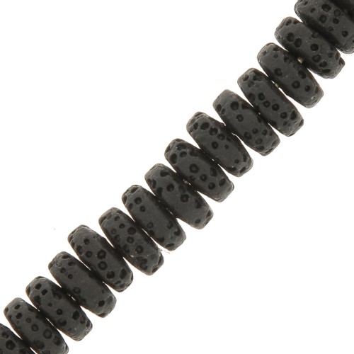 Heishi rondelle beads tinted 8 mm Lava Stone - Black x20