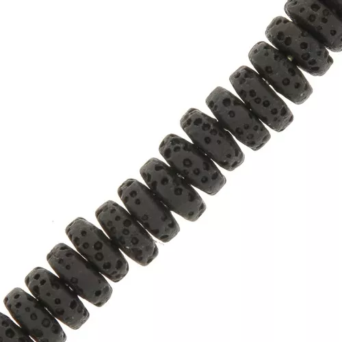 Heishi rondelle beads tinted 8 mm Lava Stone - Black x20