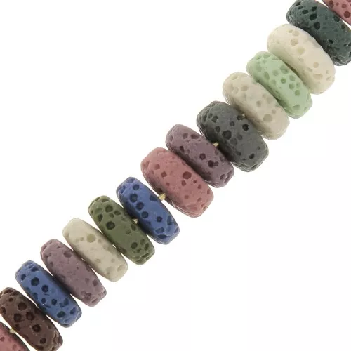 Heishi rondelle beads 8 mm Lava Stone - Multicolored x20
