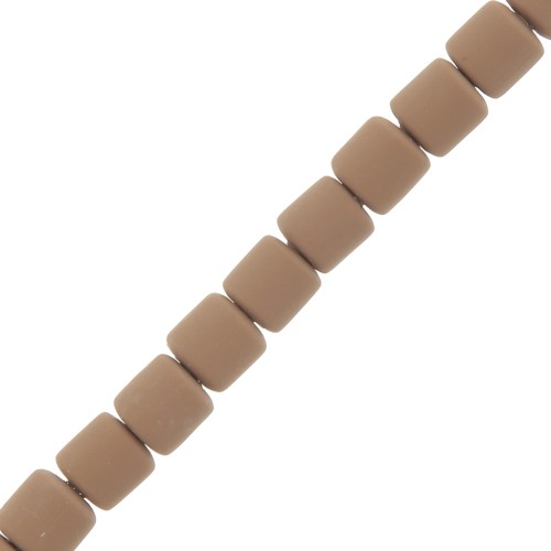 6x6.2mm Polymer clay Heishi style tube beads - Brown x39 cm