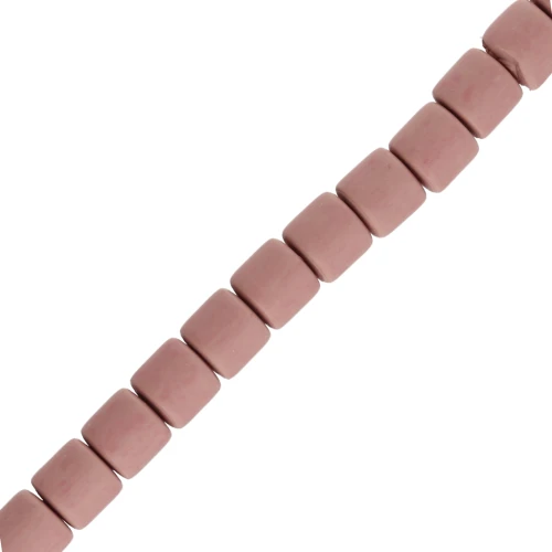 Heishi-style polymer clay tube beads, 6x6.2 mm - Old Rose x39 cm