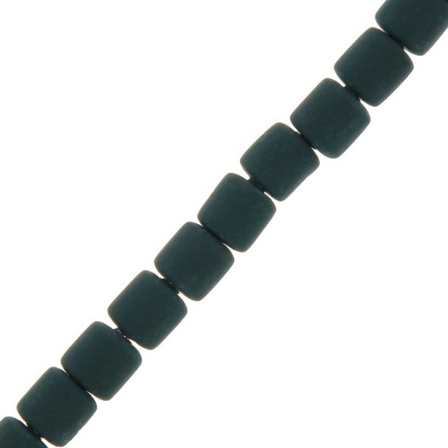 6x6.2mm Polymer clay Heishi style tube beads - Dark Green x40 cm
