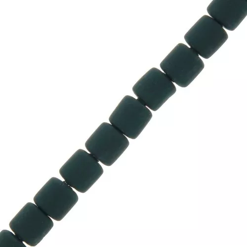 6x6.2mm Polymer clay Heishi style tube beads - Dark Green x40 cm