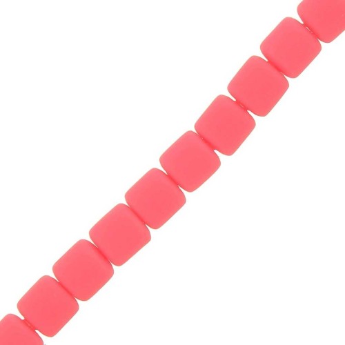 6x6.2mm Polymer clay Heishi style tube beads - Corail Fluo x40 cm