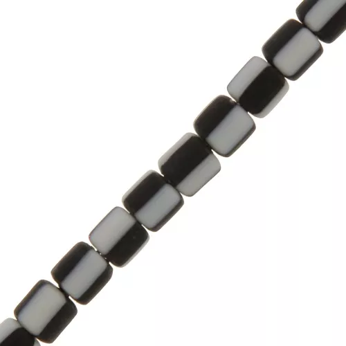 6x6.2mm Polymer clay Heishi style tube beads Checkerboard - Black - White x40 cm
