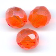 Fire Polished faceted round beads 10mm Red Topaz x10|raw }}