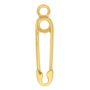 16x3.5mm 925 Sterling Silver Safety pin charm - Fine Gold Plated x1|raw }}