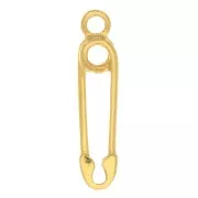 16x3.5mm 925 Sterling Silver Safety pin charm - Fine Gold Plated x1