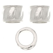 5x7mm 925 Sterling Silver Worked tube bead with large hole x1