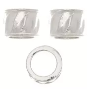 5x7mm 925 Sterling Silver Worked tube bead with large hole x1