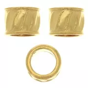 5x7mm 925 Sterling Silver Worked tube bead with large hole - Fine Gold Plated x1
