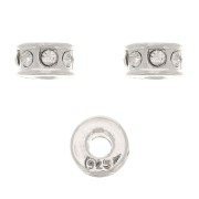 5mm 925 Sterling Silver Strass rondelle bead - Crystal x1|raw }}