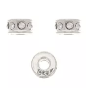 5mm 925 Sterling Silver Strass rondelle bead - Crystal x1