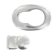 Hook and eye clasp Oval 10mm lace silver tone x1