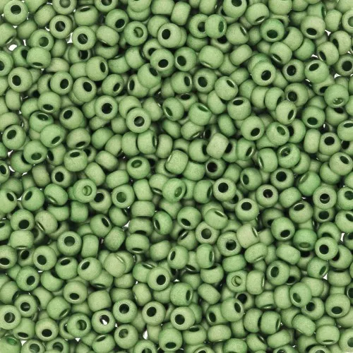 Preciosa Seed Beads 11/0 2 mm - Terra Metallic Matte Light Green x20g