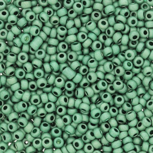 Preciosa Seed Beads 11/0 2 mm - Matte Metallic Terra - Green x 20 g