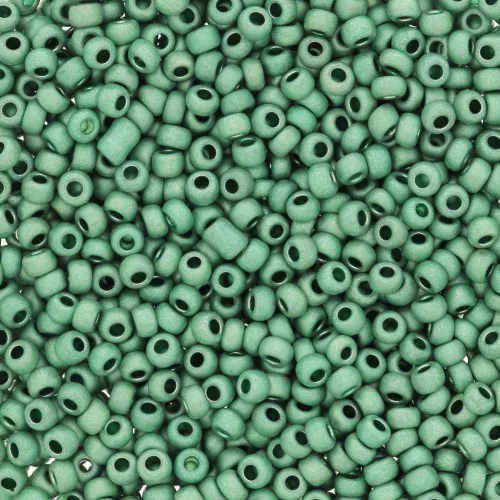 Preciosa Seed Beads 11/0 2 mm - Matte Metallic Terra - Green x 20 g
