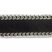 Leather lace 10mm Black with chain x30cm