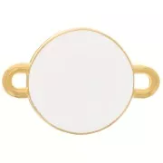 12mm Round spacer with epoxy resin 2 rings - Fine Gold-plated - White x1