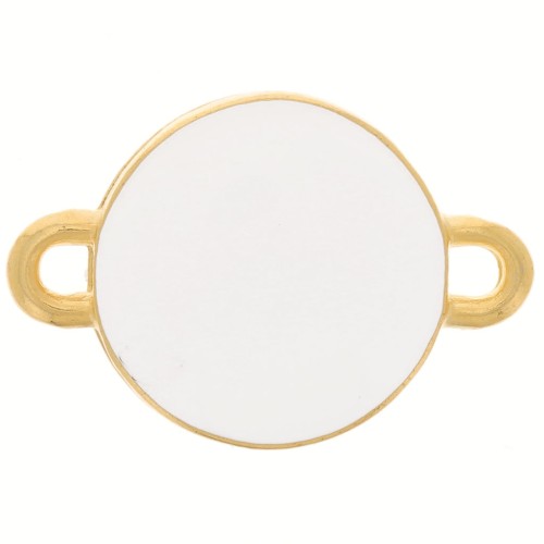 12mm Round spacer with epoxy resin 2 rings - Fine Gold-plated - White x1